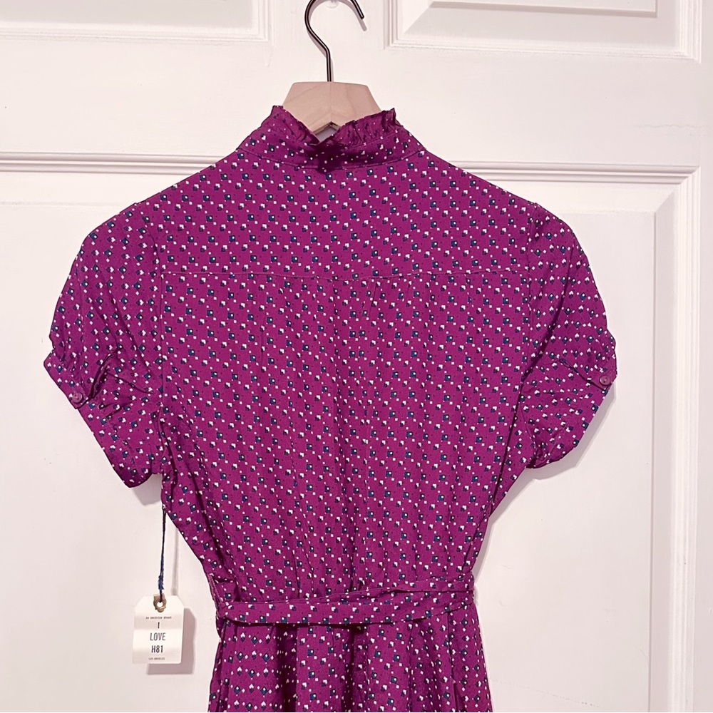 Vintage | Dress | High Collar Ruffle Dress in Magenta | Coquette - Picture 3 of 10